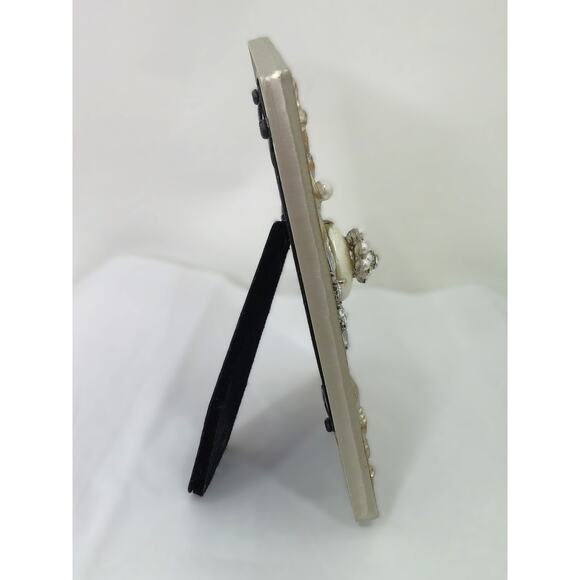 PRICE DROP! Hand Crafted Framed Floral Art - Vintage Mid-Century Rhinestone - Picture 8 of 14